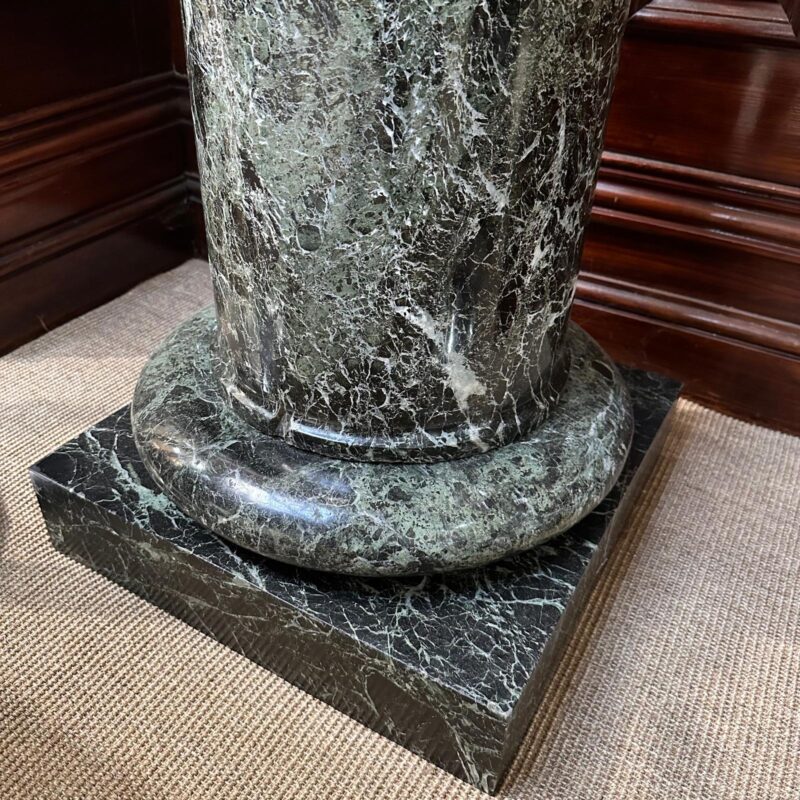 19th century Verte marble pedestal detail