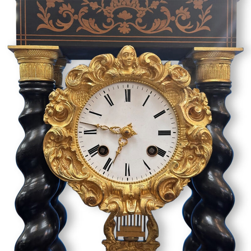 Antique Ebonised portico mantle clock