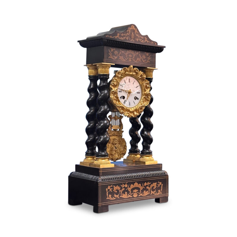 Antique Ebonised portico mantle clock