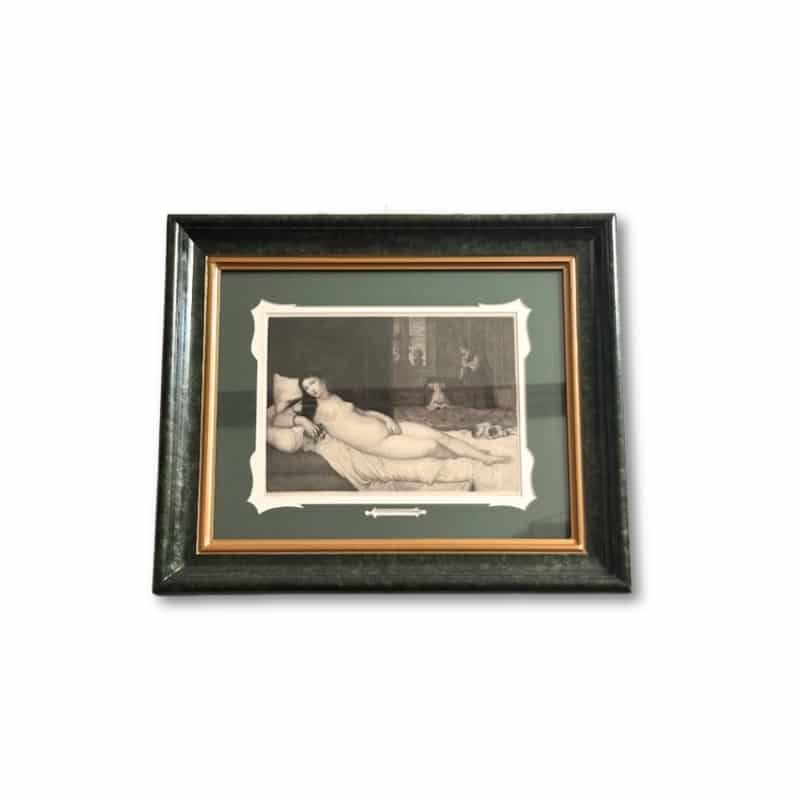 Antique framed print _Venus Couchee_ c.1875