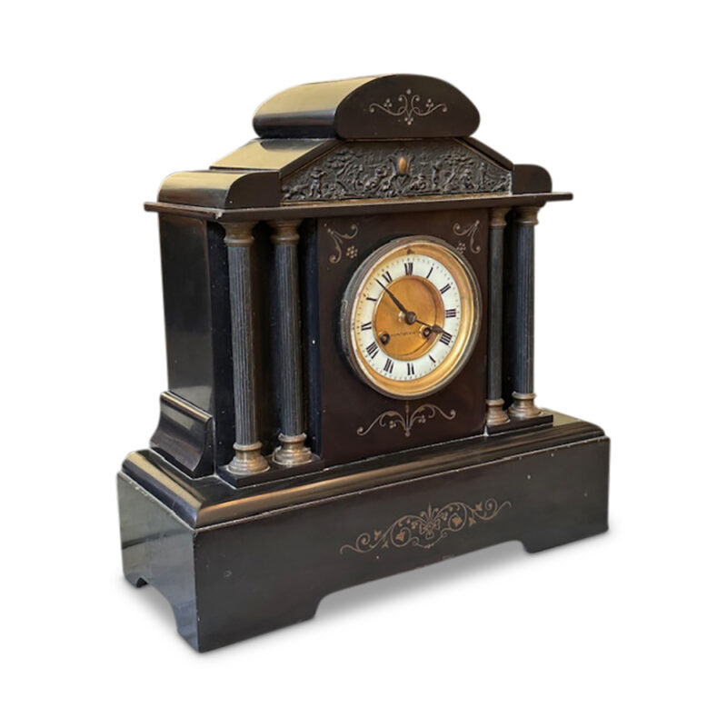 Black slate pillared clock