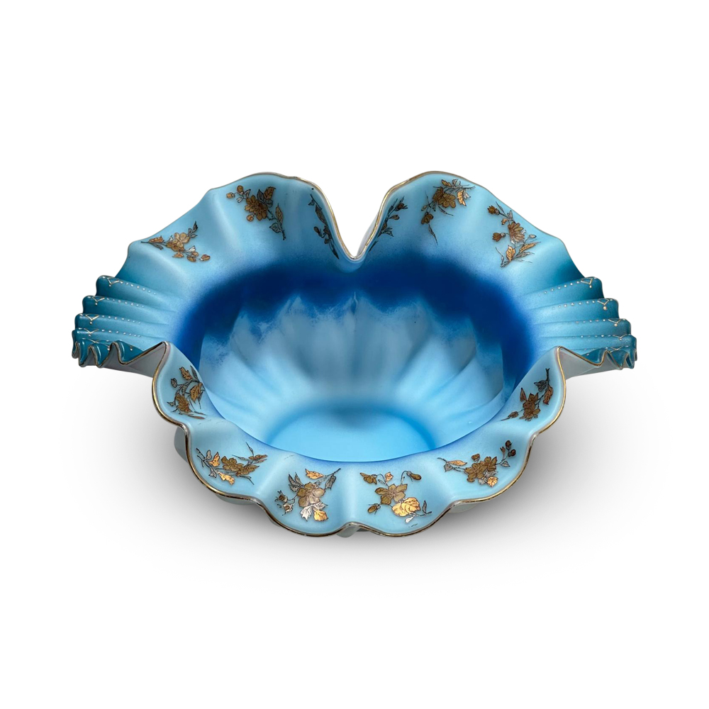 Blue satin glass bowl c.1880 top