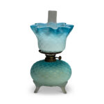 Blue satin glass table lamp c.1870