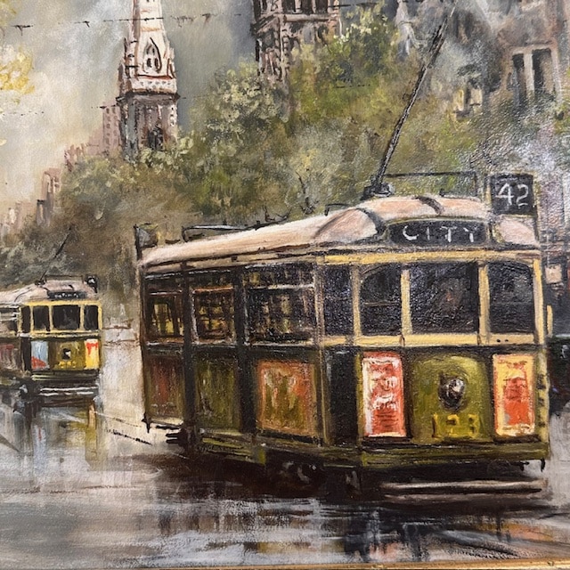 Collins St. Melbourne oil painting by John Spink