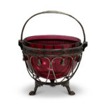 Edwardian silver plated basket with ruby bowl c.1900