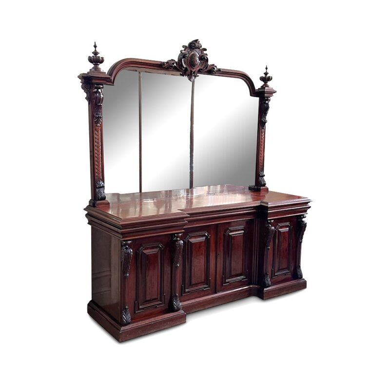 Grand Mahogany 4 Door Breakfront Mirror Backed Sideboard