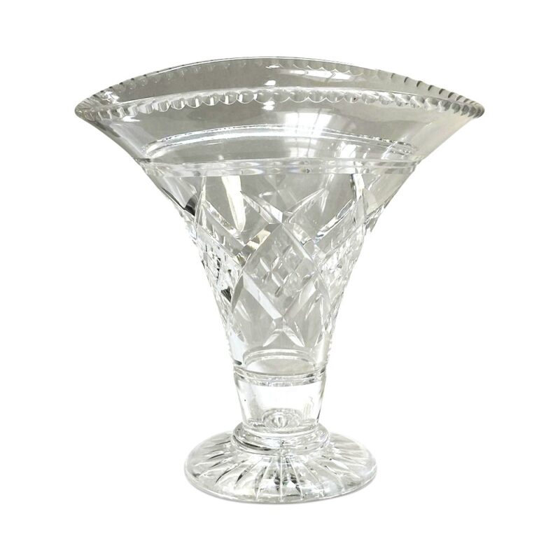 Oval cut crystal flared top vase c.1940