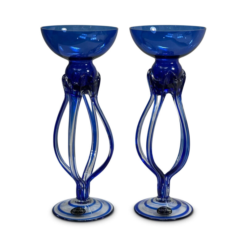 Pair Krosno Jozefina hand made glass candle holder