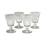 Set 4 19th century etched glasses c.1880