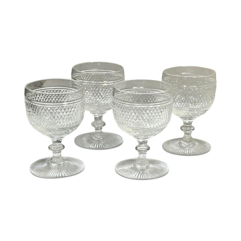 Set 4 English hand cut wine glasses c.1880