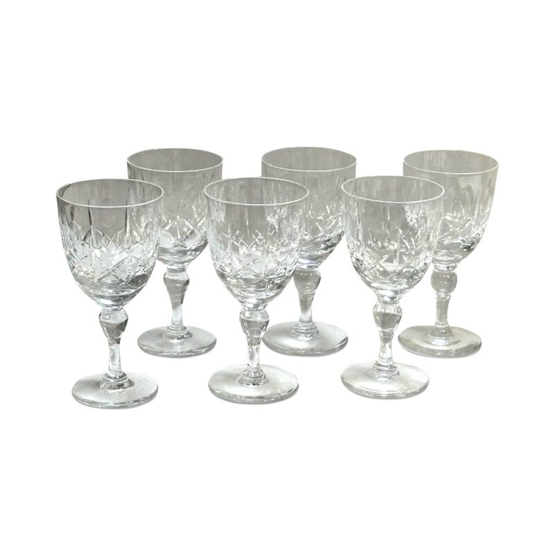 Set 6 cut crystal wine glasses