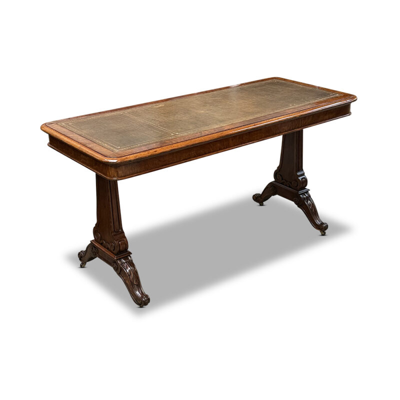 oak desk with tooled leather top