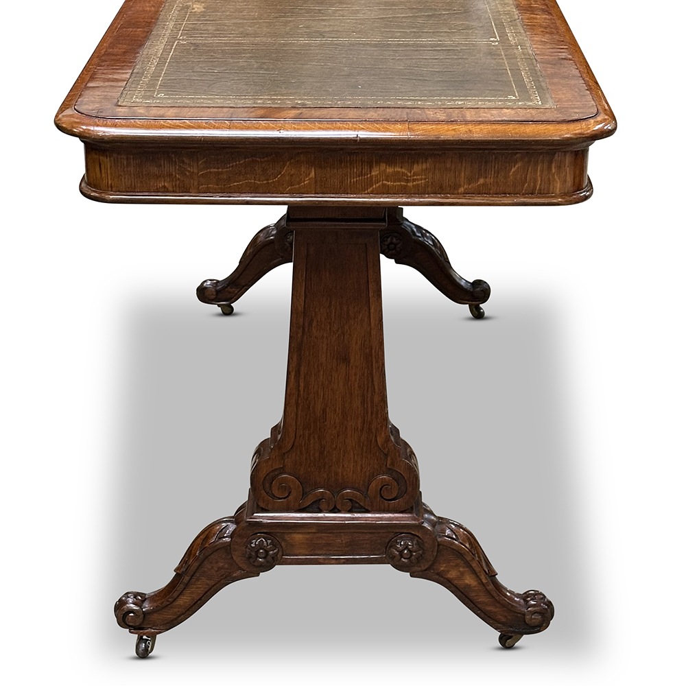 oak desk with tooled leather top