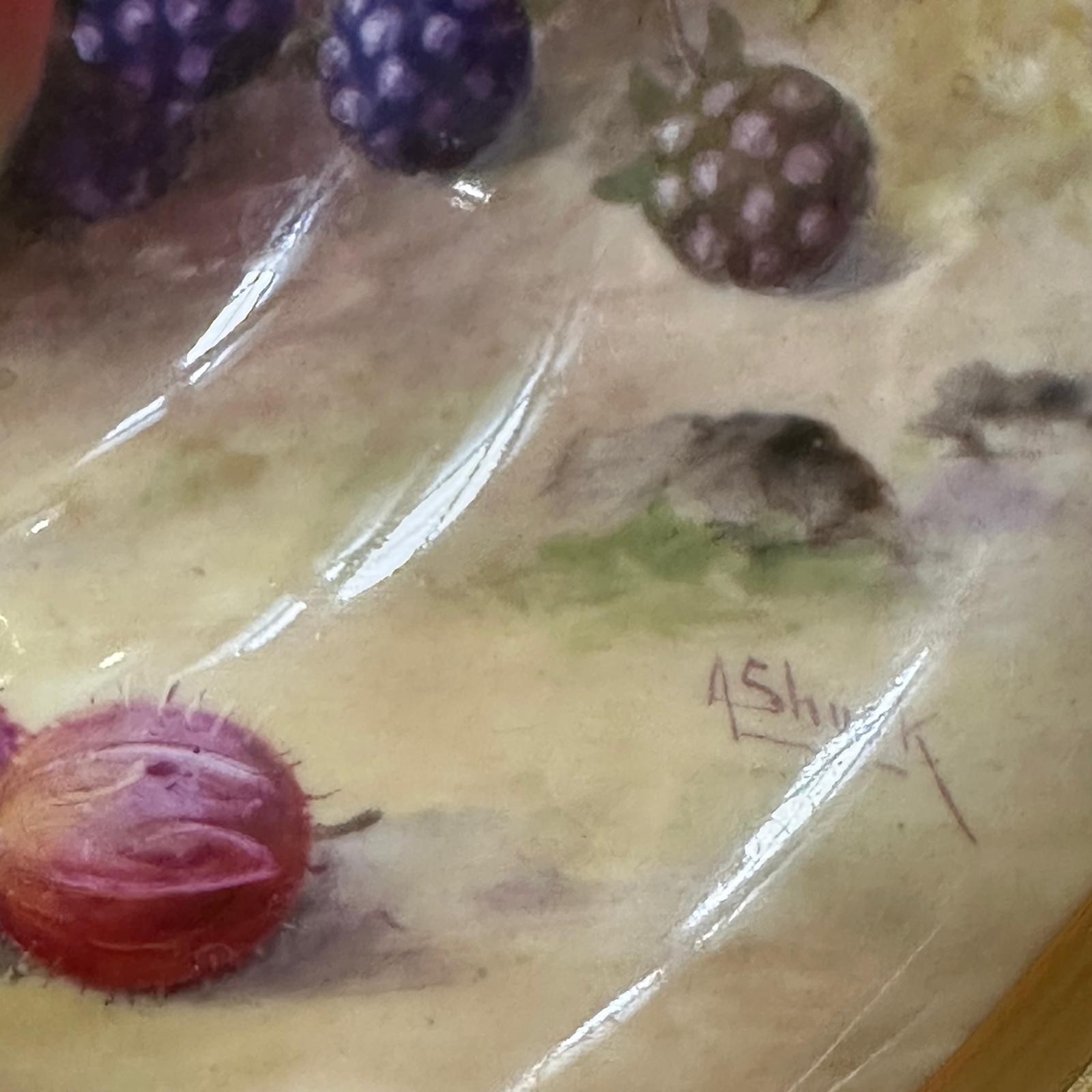 Royal Worcester painted fruit bowl detail